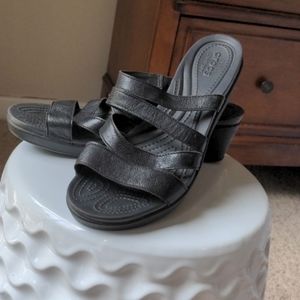 Crocs A-Leigh Wedge Sandal, size 9, black
